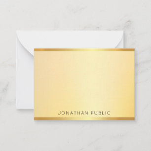 Moderne elegante Monogram Gold Look Template Mitteilungskarte