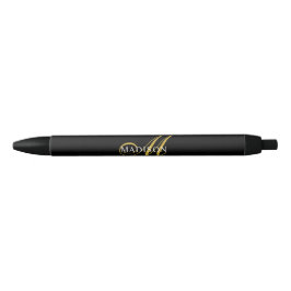 Moderne elegante Monogram Gold Script Black Kugelschreiber