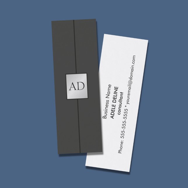 Moderne, elegante Monogram Imitate Silver Consulta Mini Visitenkarte (Von Creator hochgeladen)