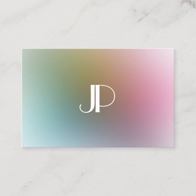 Moderne elegante Monogram Luxury Trendy Colorful Visitenkarte (Vorderseite)