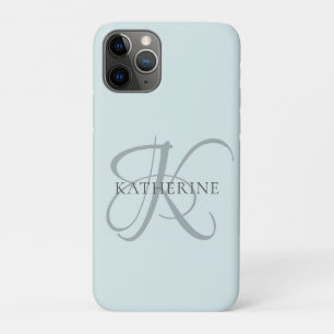 Moderne elegante Monogram Script Aqua Blue Case-Mate iPhone Hülle