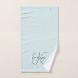 Moderne elegante Monogram Script Aqua Blue Handtuch