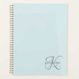 Moderne elegante Monogram Script Aqua Blue Planer
