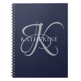 Moderne elegante Monogram Script Navy Blue Notizblock