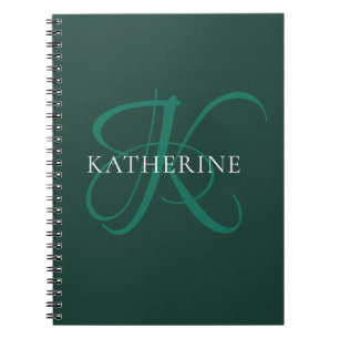 Moderne elegante Monogram Script Smarald Green Notizblock
