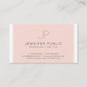 Moderne elegante Monogram Trendy Blush Pink Luxury Visitenkarte
