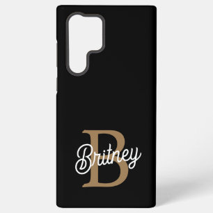 Moderne elegante Monogramm-Name Schwarz-Gold-Schri Samsung Galaxy Hülle