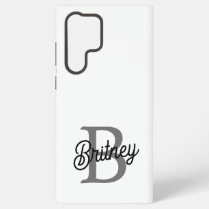 Moderne elegante Monogramm-Name Schwarz Grau Schri Samsung Galaxy Hülle