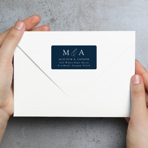 Moderne elegante Monogramm-Rücksendeadresse der Ma Adressaufkleber