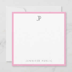 Moderne elegante Monogramm-Trendy-Sleek-Rosa und W Mitteilungskarte