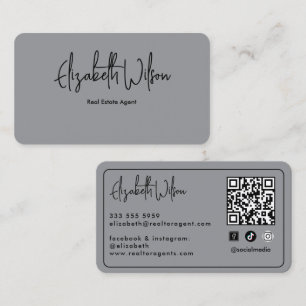 Moderne elegante monogrammierte Makler-QR-Code Visitenkarte