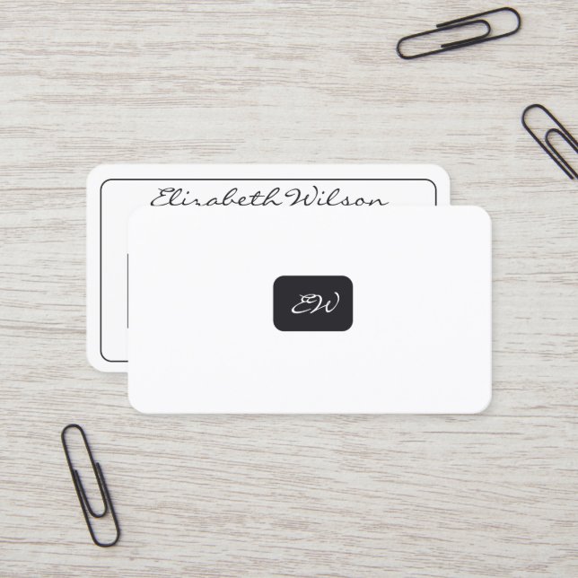 Moderne elegante monogrammierte QR-Code Visitenkar Visitenkarte (Vorderseite/Rückseite Beispiel)
