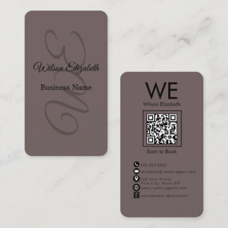 Moderne elegante monogrammierte schwarze QR-Code Visitenkarte
