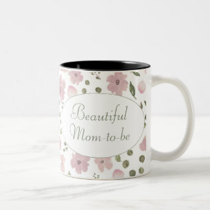 Moderne Elegante Mother-to-be-Day Pink-Flora-Tasse Zweifarbige Tasse