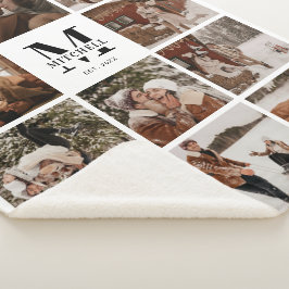 Moderne, elegante Multi-Foto Collage Schwarz und W Sherpadecke