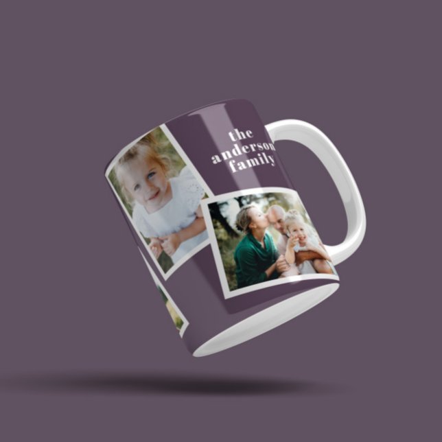 Moderne, elegante MultiFoto-Familie lila Gabe Kaffeetasse (Von Creator hochgeladen)
