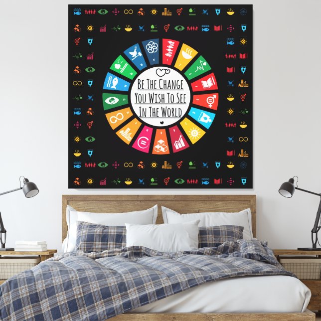 Moderne elegante Nachhaltigkeitsziele Inspiration Leinwanddruck (Insitu (Schlafzimmer))