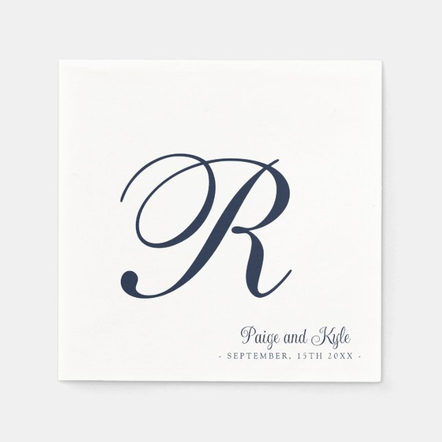 Moderne Elegante Nachname ErstHochzeit Serviette (Vorderseite)