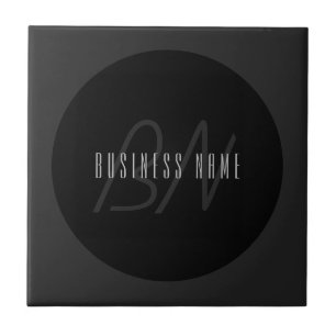 Moderne elegante Name & Monogramm Dunkelgrau & S Fliese