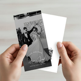 Moderne elegante Namen Old Money Hochzeitsfoto Save The Date