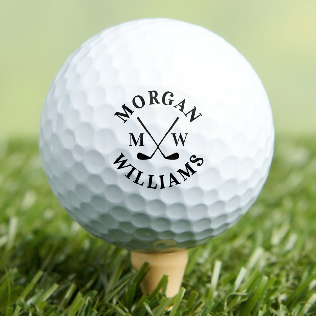 Moderne elegante Namensinitialen monogrammiert Golfball (Modern Elegant Name Initial Monogrammed Golf Balls)