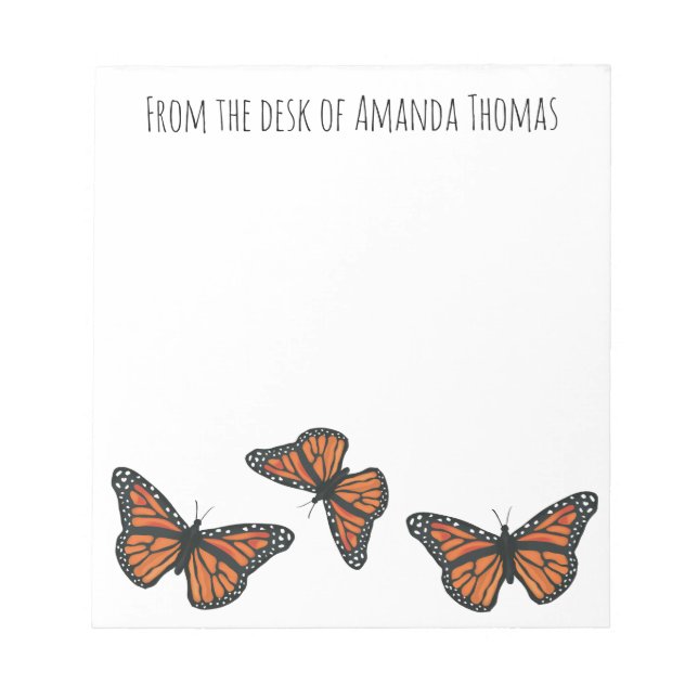 Moderne Elegante Natur Einfaches Monarch Butterfly Notizblock (Vorderseite)