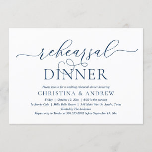Moderne elegante Navy-Blau, Hochzeitsprobe Abendes Einladung
