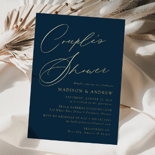 Moderne elegante Navy und Gold Couple Dusche Folieneinladung