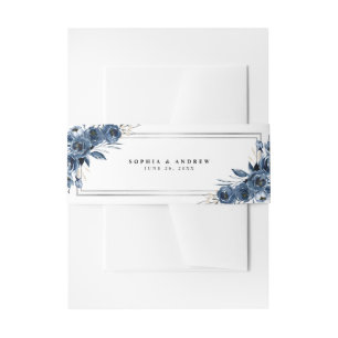 Moderne elegante navyblaue botanische klassische H Einladungsbanderole