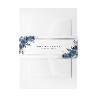 Moderne elegante navyblaue botanische klassische H Einladungsbanderole