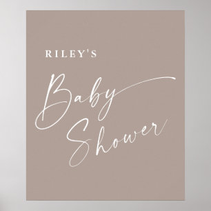 Moderne elegante neutrale Babyparty im Schriftstil Poster