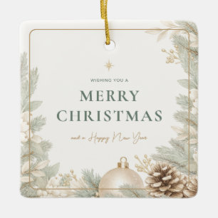 Moderne elegante neutrale Weihnachten  Keramikornament