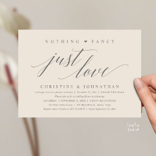 Moderne elegante Nichts Fancy, nur Liebe, Empfang Einladung