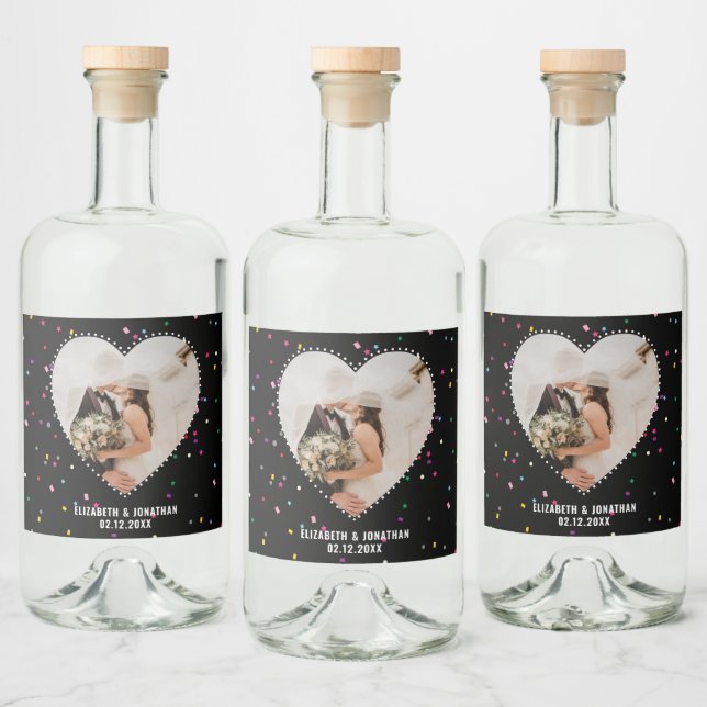 Moderne Elegante Niedliche Hochzeit im Whimsical H Alkoholflaschenetikett (Flaschen)