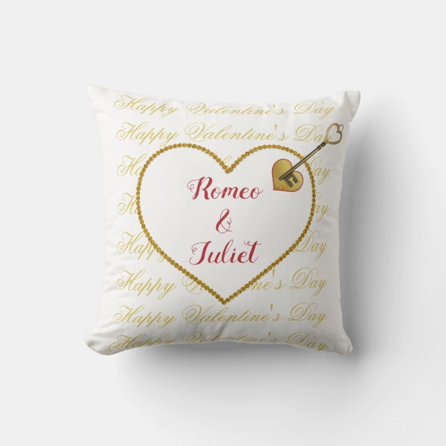 Moderne Elegante Niedliche Liebe Rotes Herz Valent Kissen (Vorderseite)