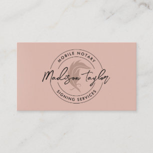 Moderne Elegante Notar Agent Rose Gold Quill Visitenkarte