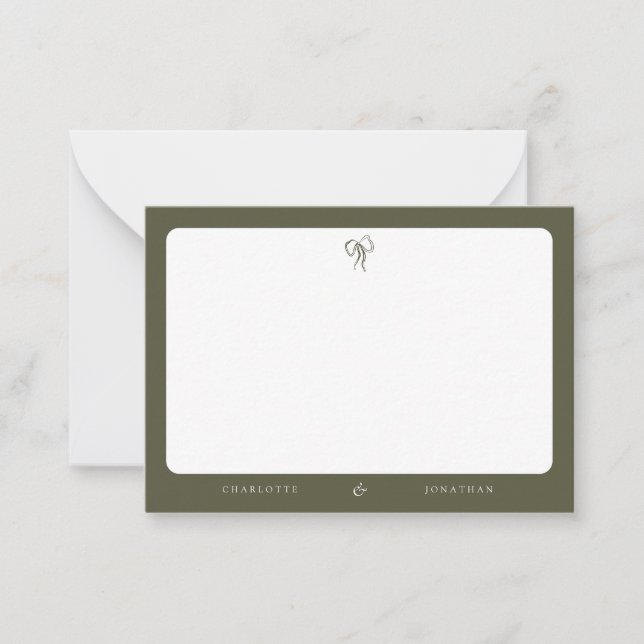 Moderne elegante Olive Green Wedding Mitteilungskarte (Vorderseite)