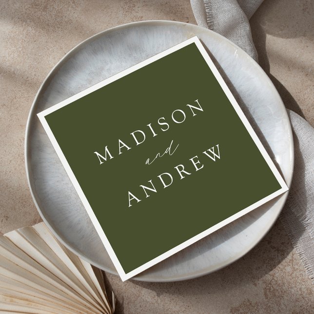 Moderne elegante Olive Green Wedding Serviette (Von Creator hochgeladen)