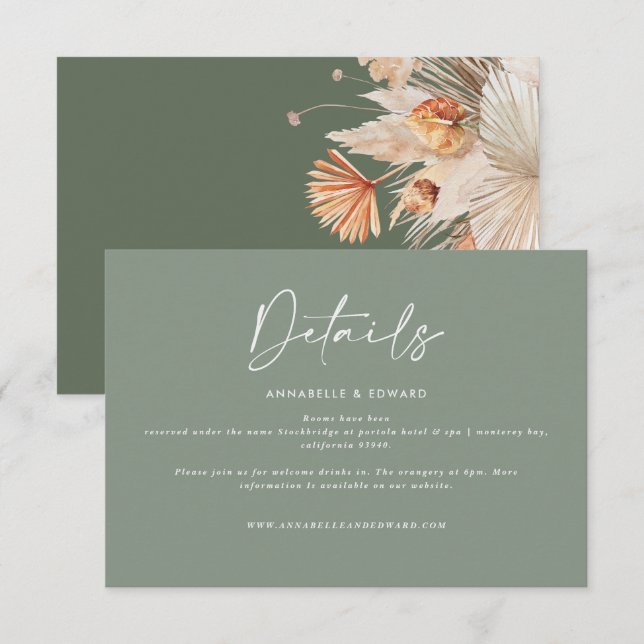 Moderne, elegante Pampas-Grashochzeit RSVP Karte (Vorne/Hinten)