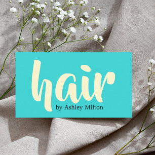 Moderne Elegante Pastel Blaues Gelbes Haar Stylist Visitenkarte