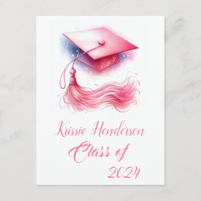 Moderne, elegante Pastel Graduation Cap Postkarte (Vorderseite)