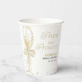 Moderne Elegante Perlen & Prosecco Brautparty Pappbecher