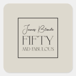 Moderne Elegante Personalisiert Fiftieth Birthday Quadratischer Aufkleber