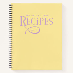 Moderne elegante personalisierte gelbe lila Rezept Notizbuch