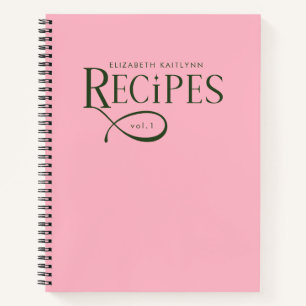 Moderne elegante personalisierte grüne und rosa Re Notizbuch