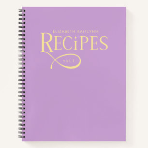 Moderne elegante personalisierte lila-gelbe Rezept Notizbuch