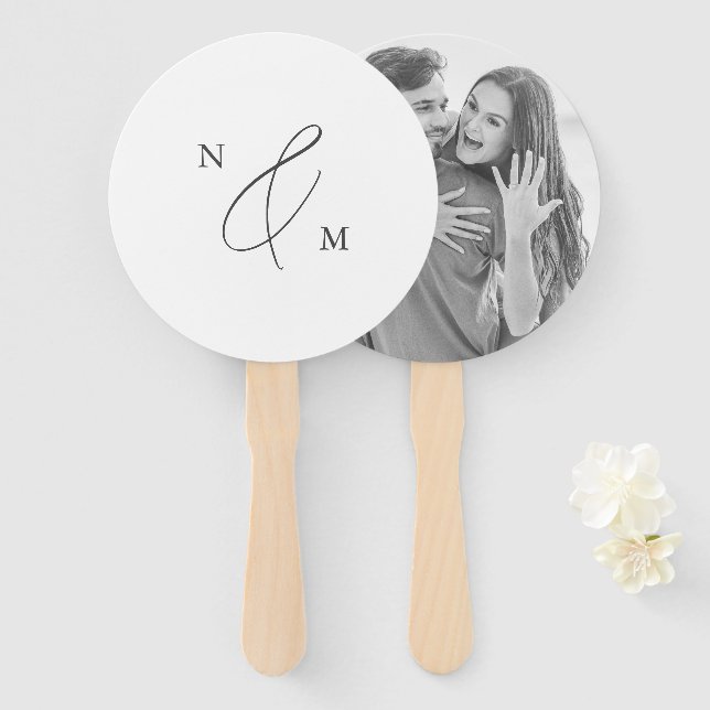 Moderne, elegante Personalisierte Monogram-Foto-Ho Fächer (Vorne und Hinten)