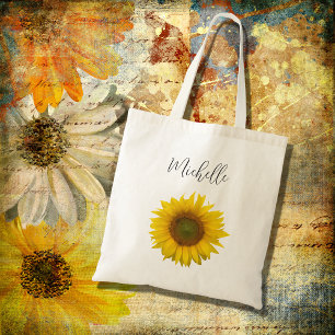 Moderne elegante personalisierte Sonnenblume  Tragetasche