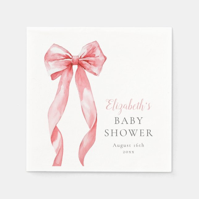 Moderne elegante Pink Bow Girl Babydusche Serviette (Vorderseite)