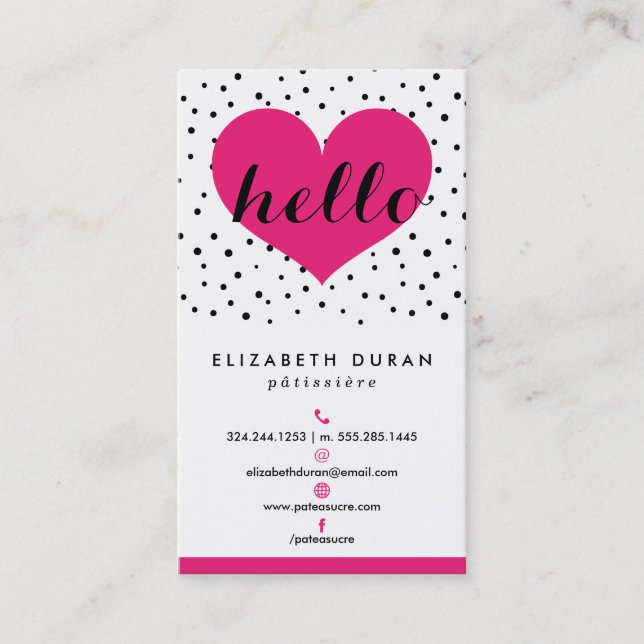 Moderne elegante Pink-u. Schwarz-hallo Visitenkarte (Vorderseite)